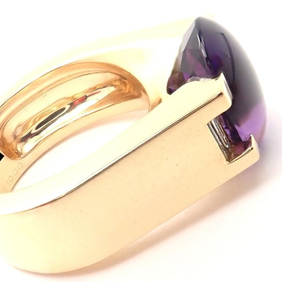 Authentic! Cartier Tankissi 18k Yellow Gold Diamond Large Amethyst Ring Paper - Picture 2 of 10